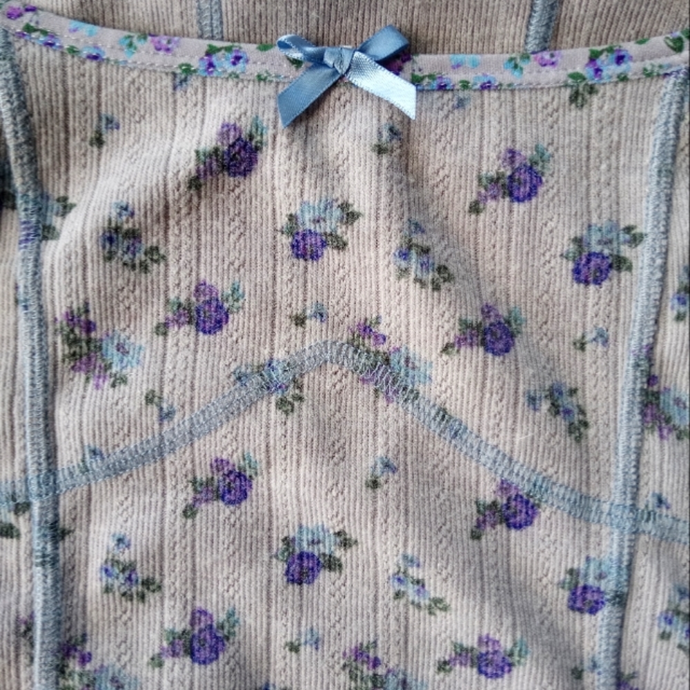 For Love & Lemons: purple floral crop top- Large